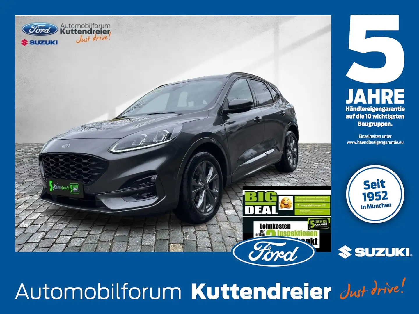 Ford Kuga ST-Line X AHK schw. Voll-LED Glasdach Navi Grau - 1