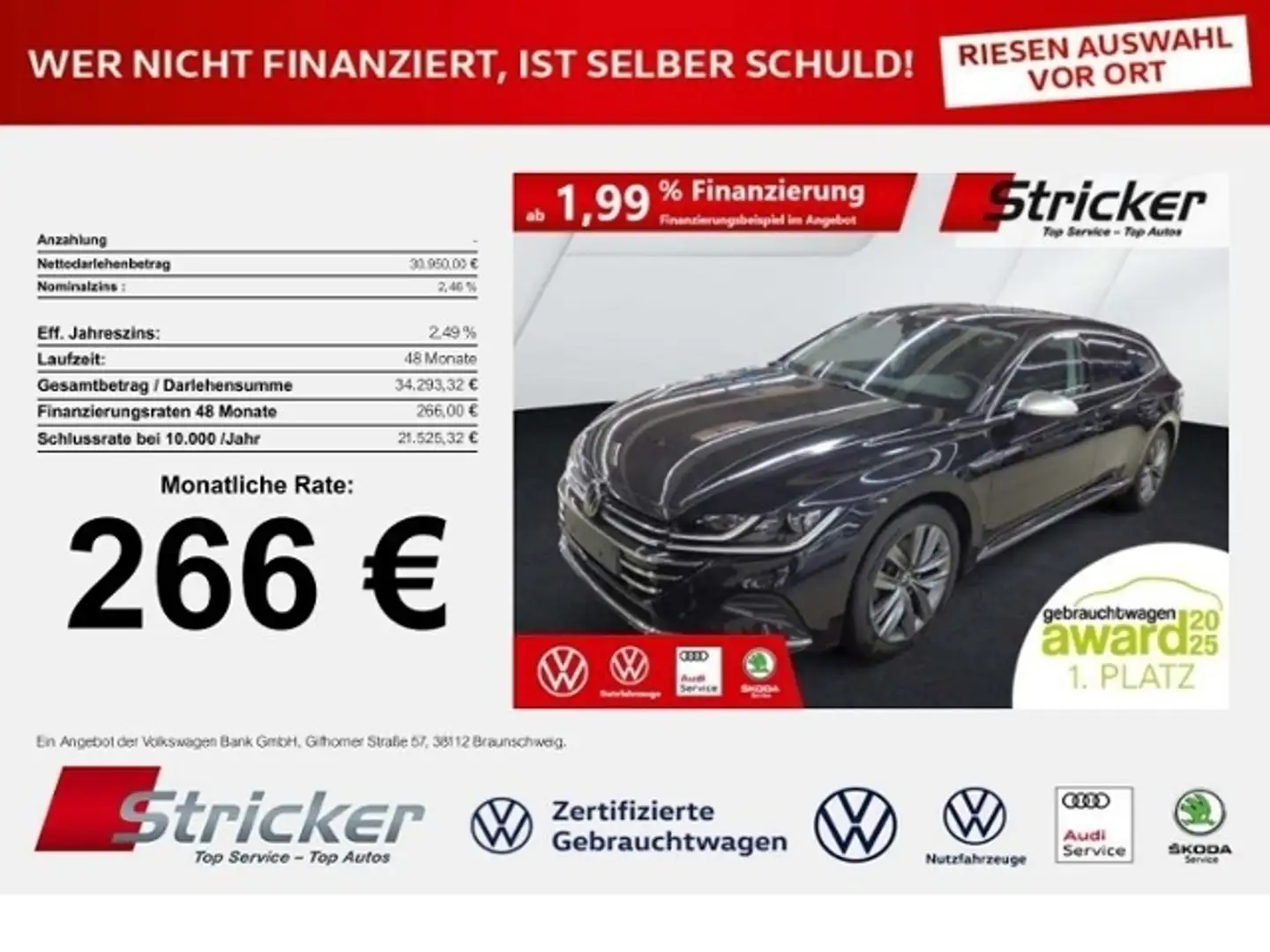 Volkswagen Arteon Shooting Brake Elegance 2.0TSI 282,-ohne Anzahlun Schwarz - 1