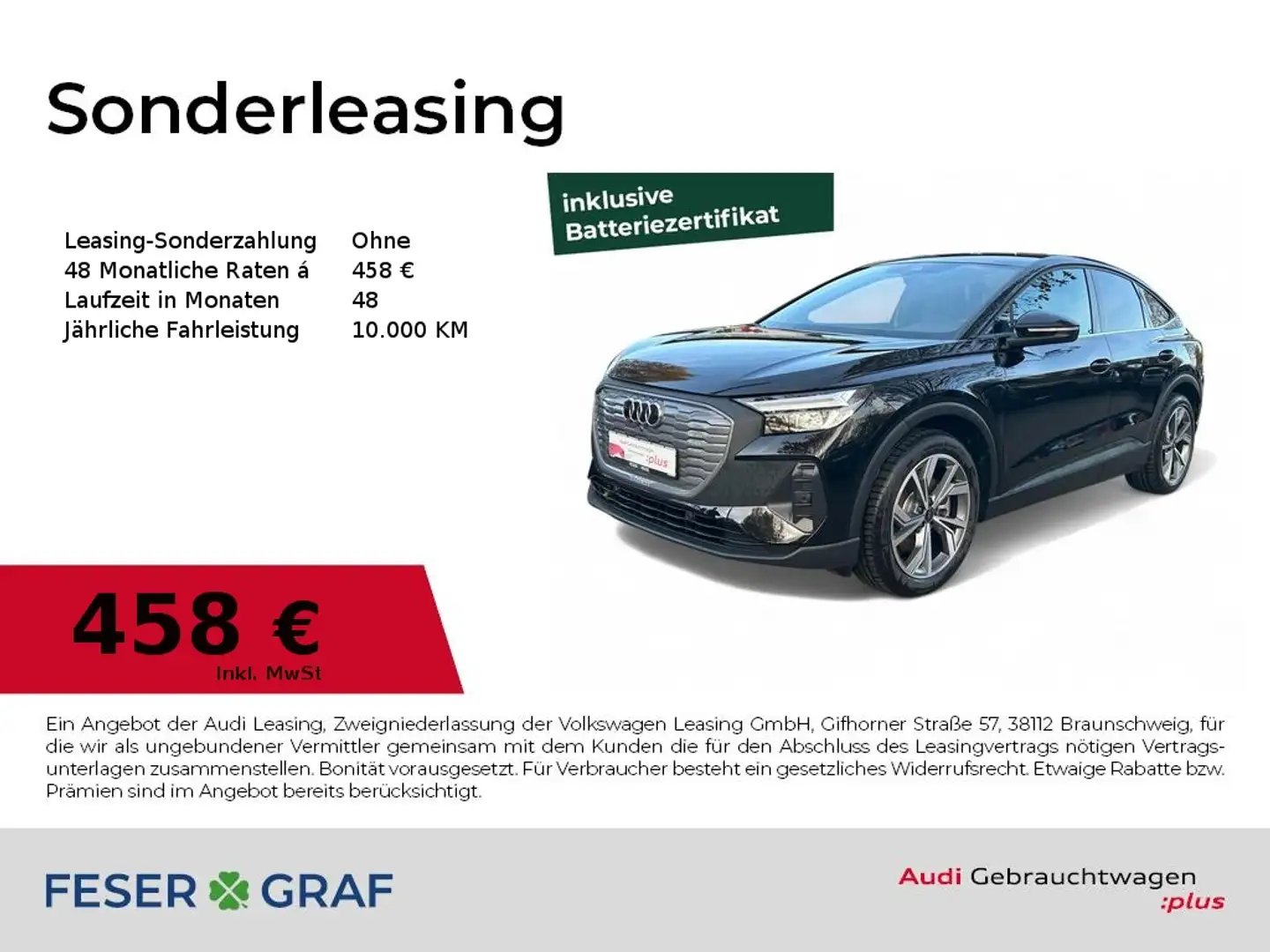 Audi Q4 e-tron Sportback 45 e-tron ACC/Kamera/AHK/Navi/SHZ Schwarz - 1