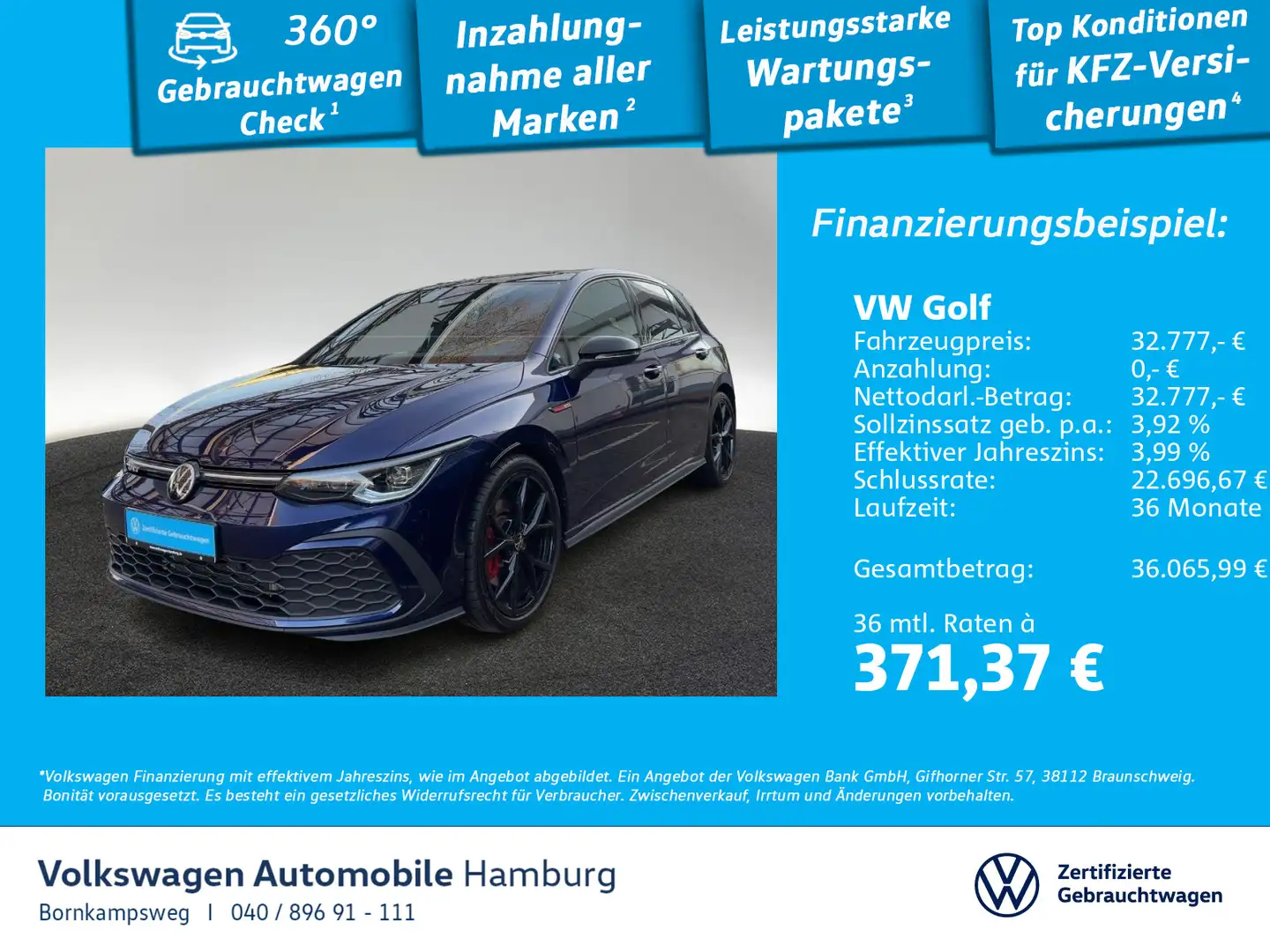 Volkswagen Golf GTI Golf VIII 2.0 GTI DSG IQ.Light Panorama Rückf.ka Blau - 1