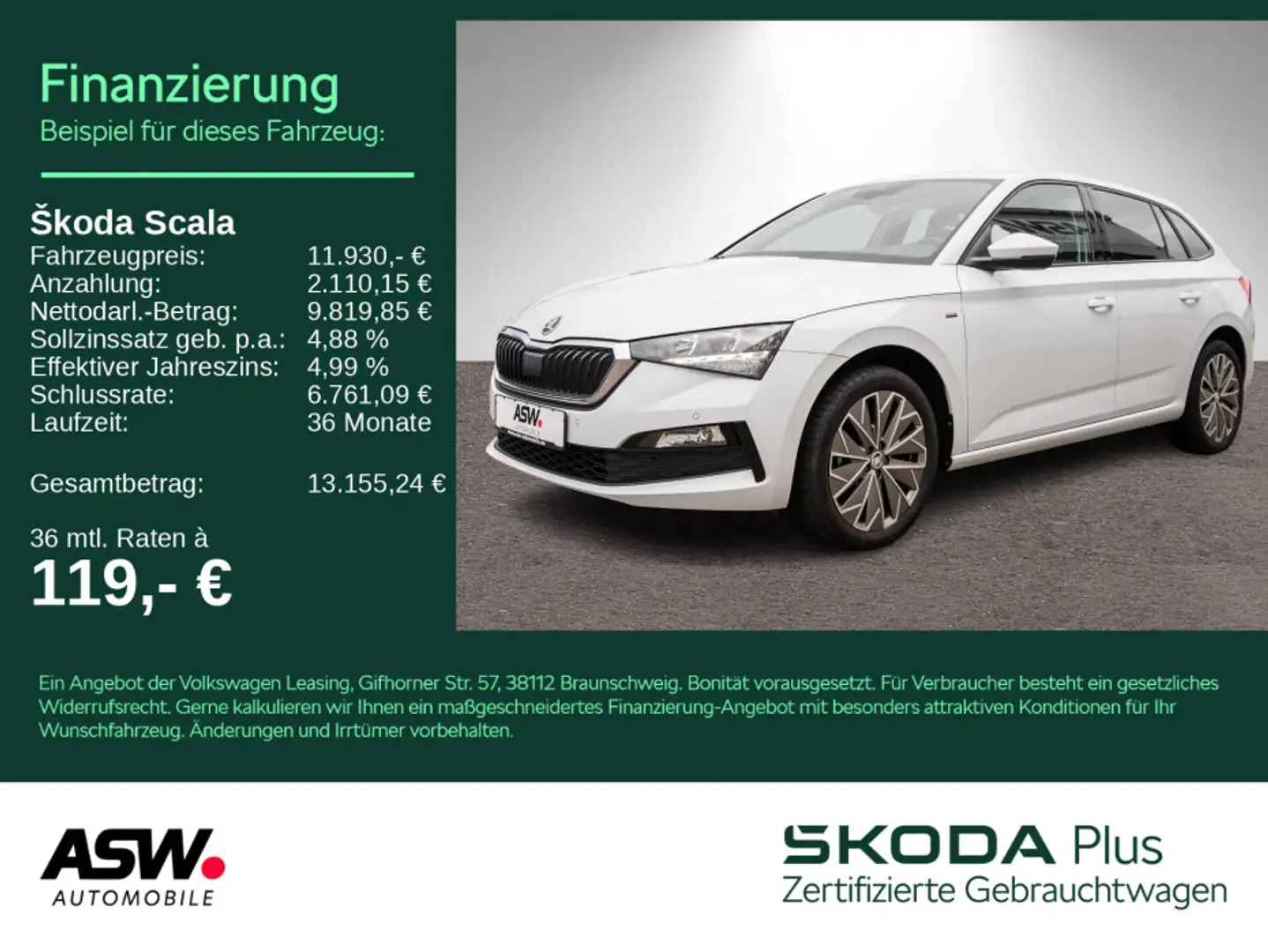 Skoda Scala Clever 1.0 TGI G-TEC LED RFK ACC SHZ PDC Weiß - 1