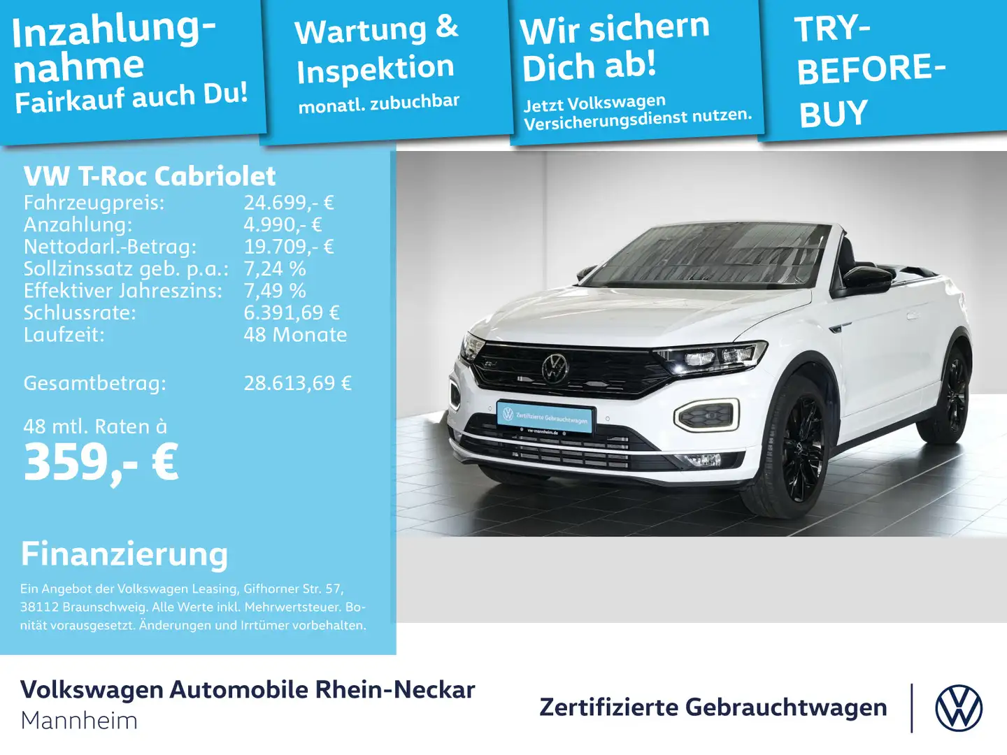 Volkswagen T-Roc 1.5 TSI R-Line DSG Navi PDC LED Weiß - 1