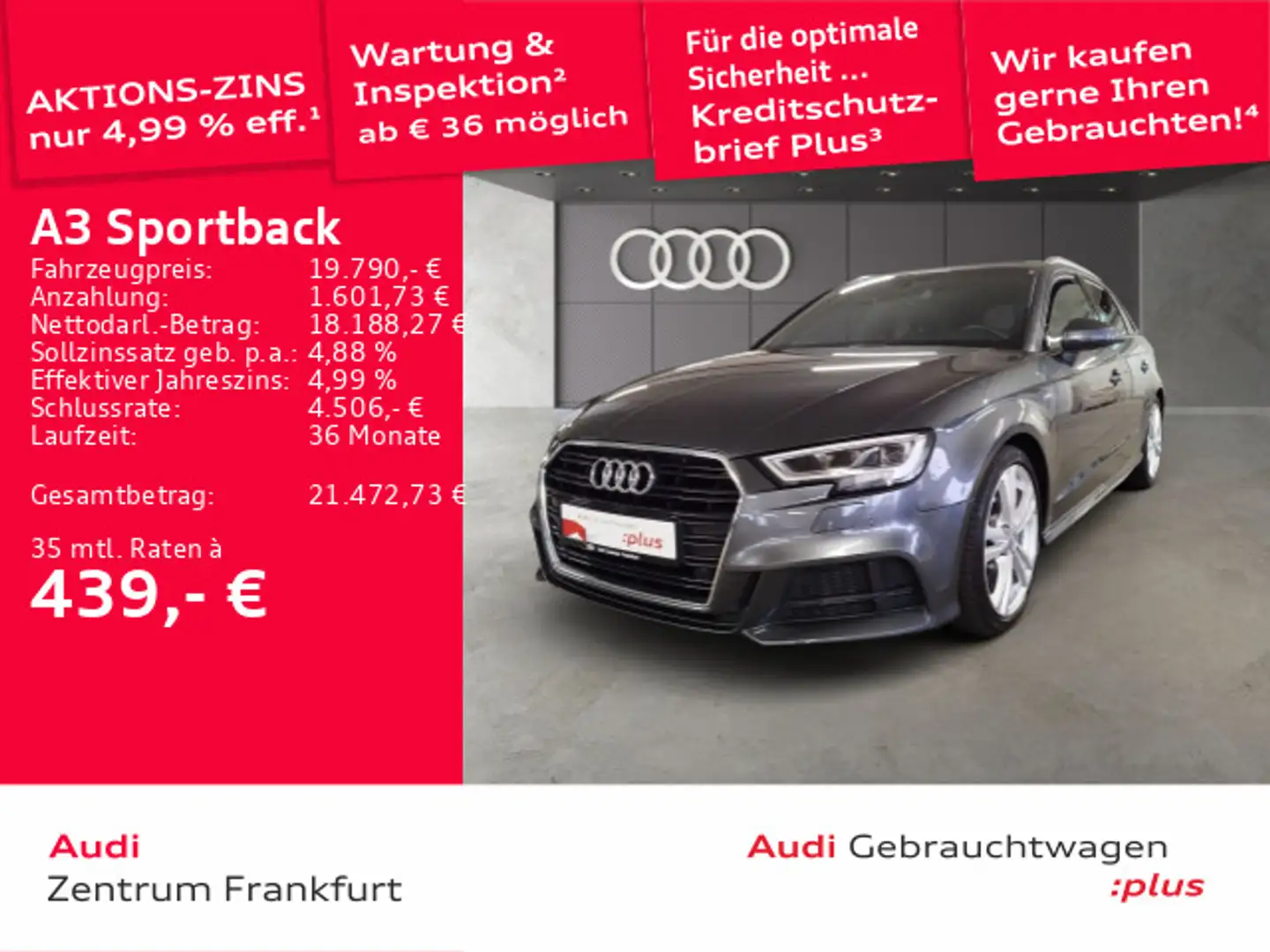 Audi A3 30 TDI S tronic S line LED Navi Tem Grau - 1