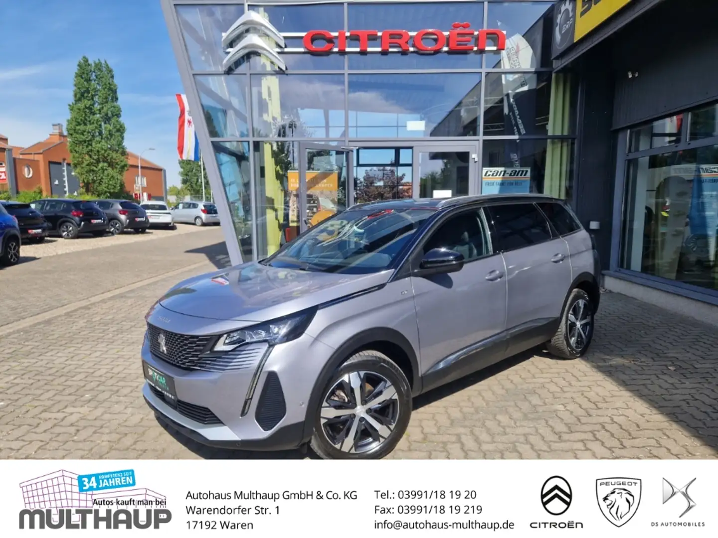 Peugeot 5008 GT BlueHDi 130 7-Sitzer LED SHZ ACC Navi Grau - 1