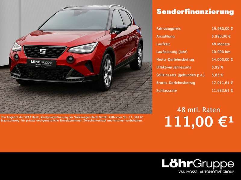 SEAT Arona 1.0 TSI DSG FR / Navi/ LED/ RFK/ ACC