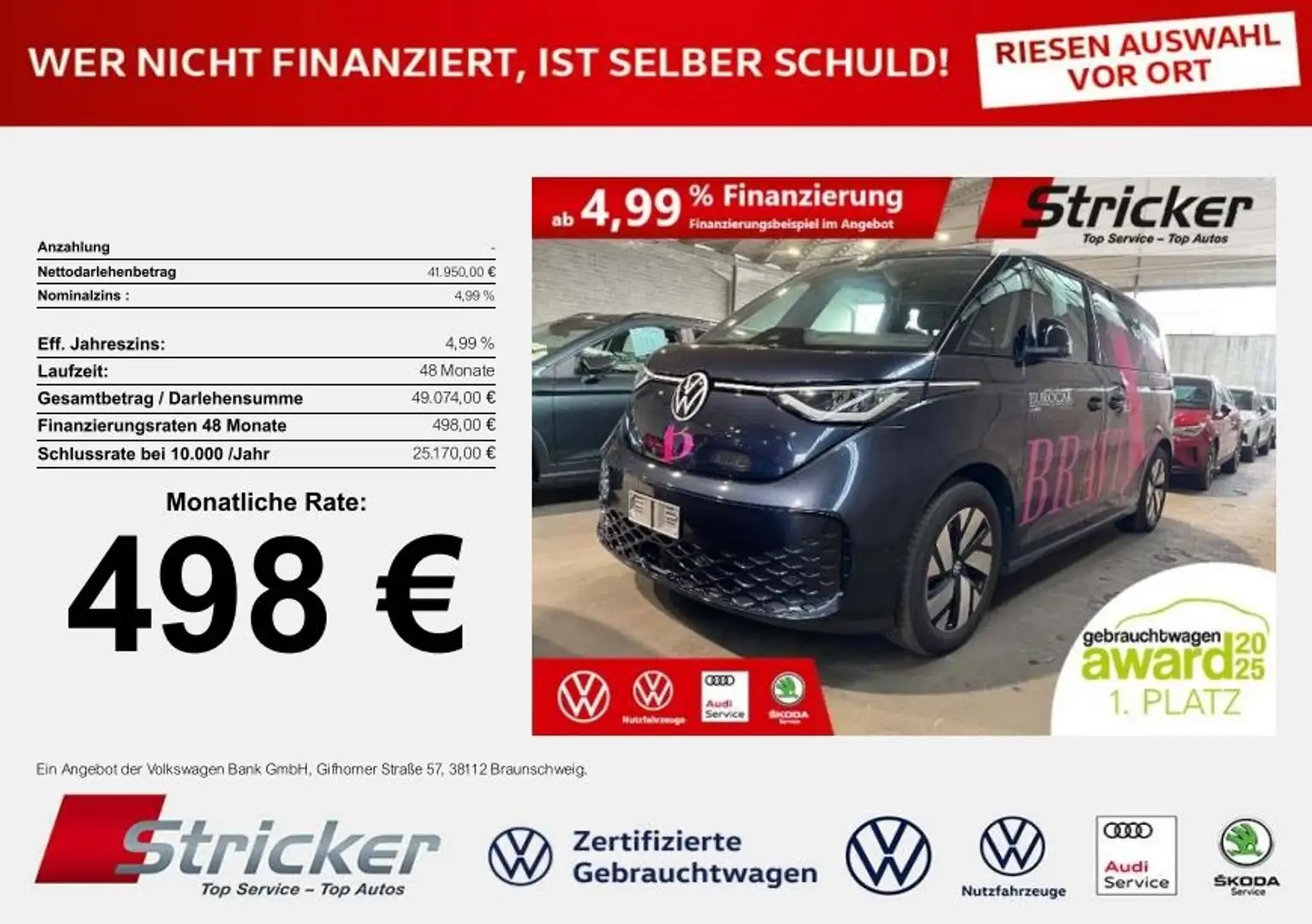 Volkswagen ID. Buzz Pro 150/77 498,-ohne Anzahlung ACC Kamera Blau - 1