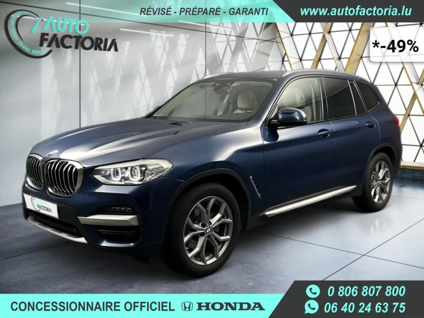 BMW X3 -49% 20D 190cv BVA 4x4 XLine +T.PANO+GPS+CUIR+Opts Blu/Azzurro - 1