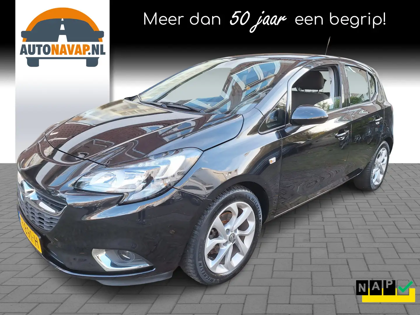Opel Corsa 1.4 Online Edition 5Drs /Navi/Apple/Android/1e Eig Zwart - 1