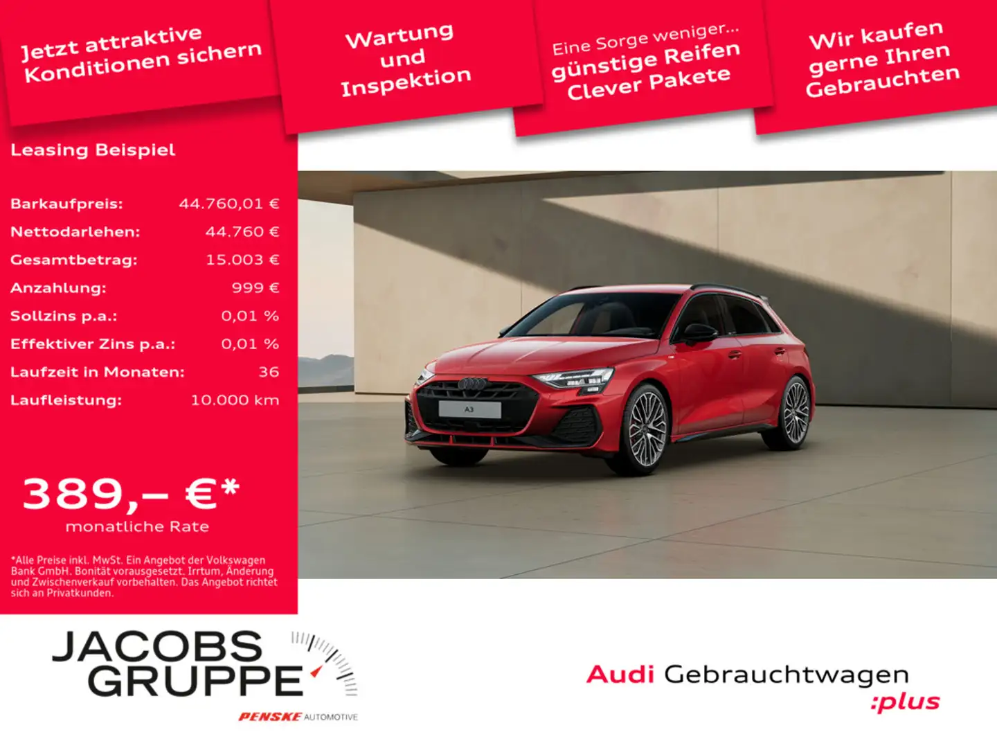 Audi A3 Sportback 35TDI S line Black+/Raute/Carbon/Matrix/ Rot - 1