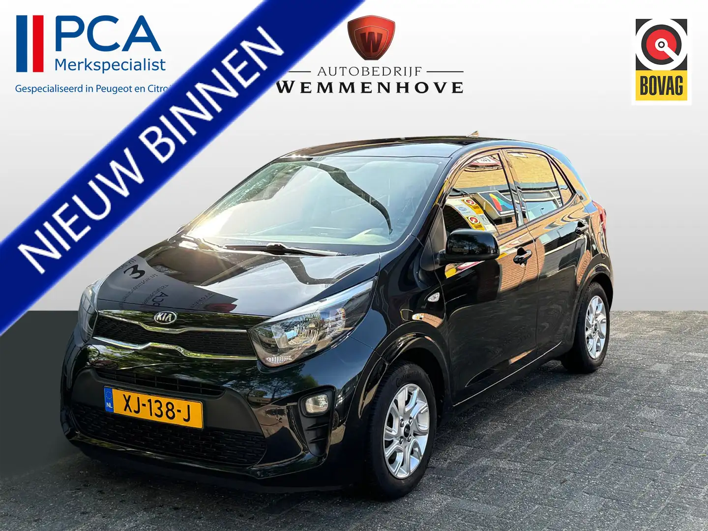Kia Picanto 1.0 CVVT ComfortPlusLine Navigator Airco/Lichtmeta Zwart - 1