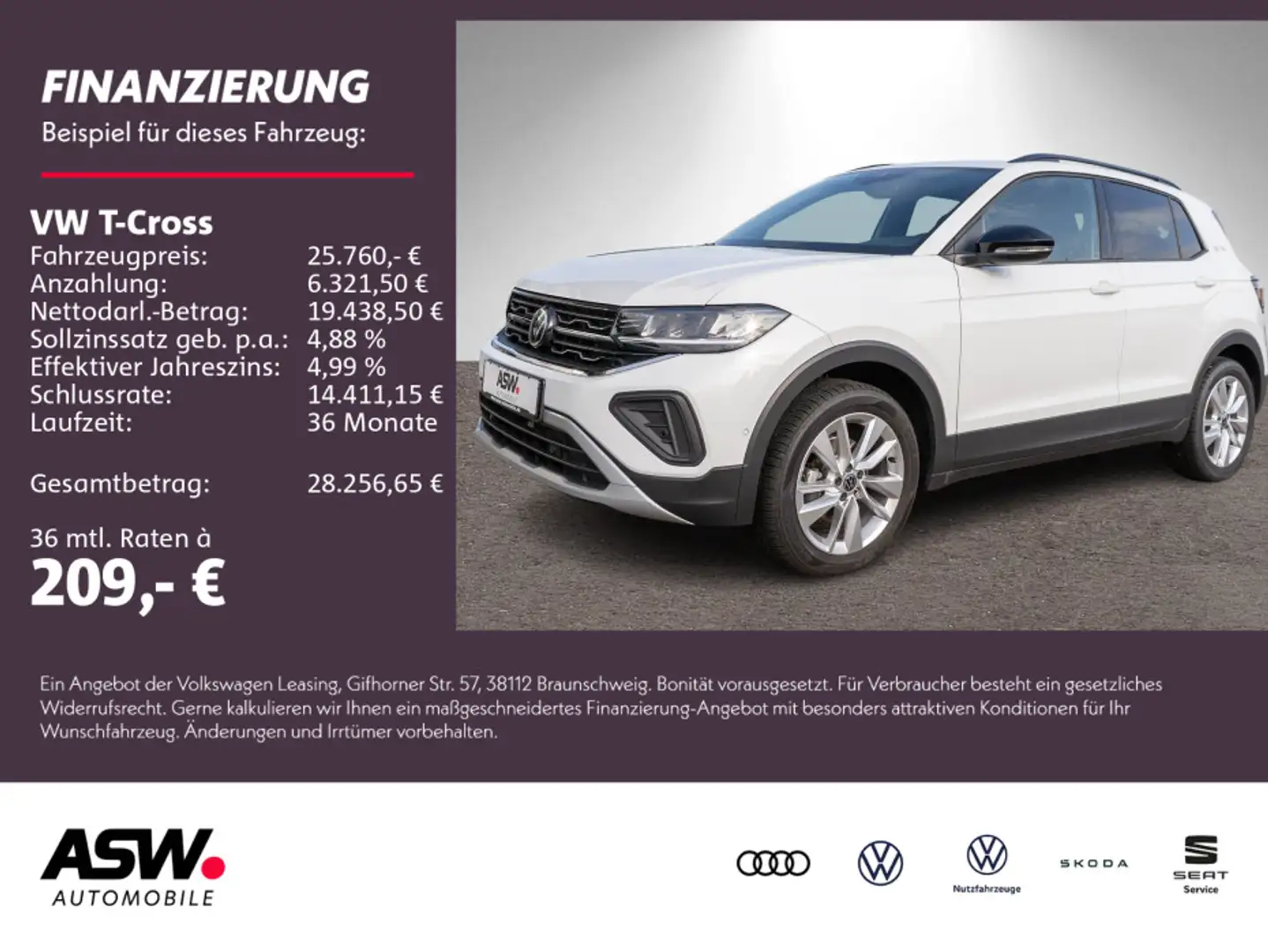 Volkswagen T-Cross Goal 1.0TSI DSG LED Navi ACC PDC SHZ AHK Blanc - 1