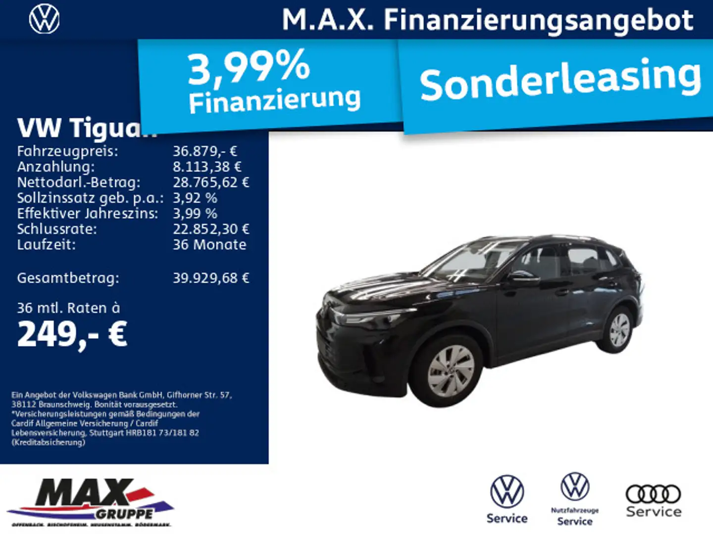 Volkswagen Tiguan 2.0 TDI DSG LED+KAMERA+AHK+PDC+DAB Schwarz - 1