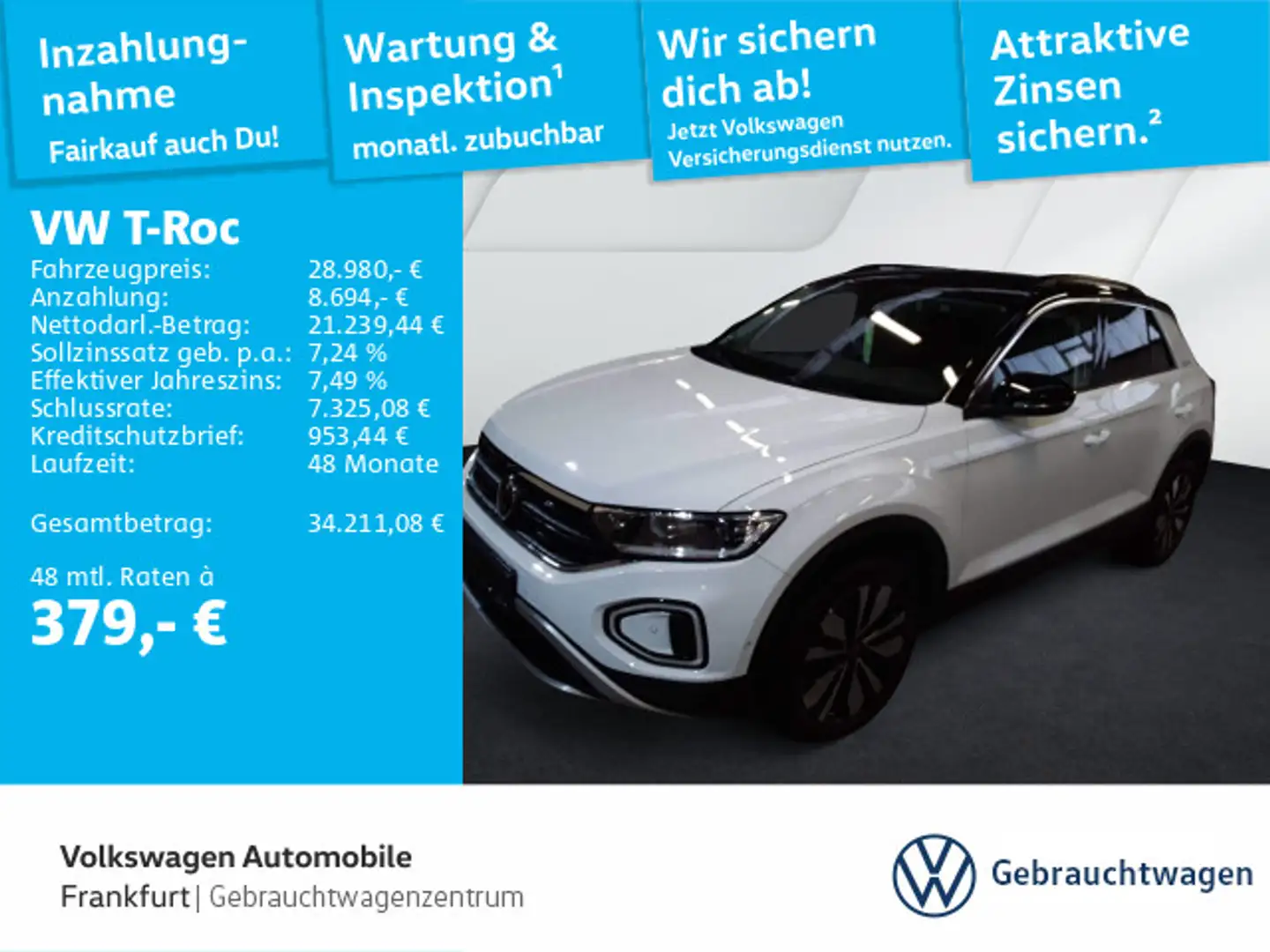 Volkswagen T-Roc 2.0 TDI DSG Goal Navi LEDPlus DAB+ FrontAs Weiß - 1