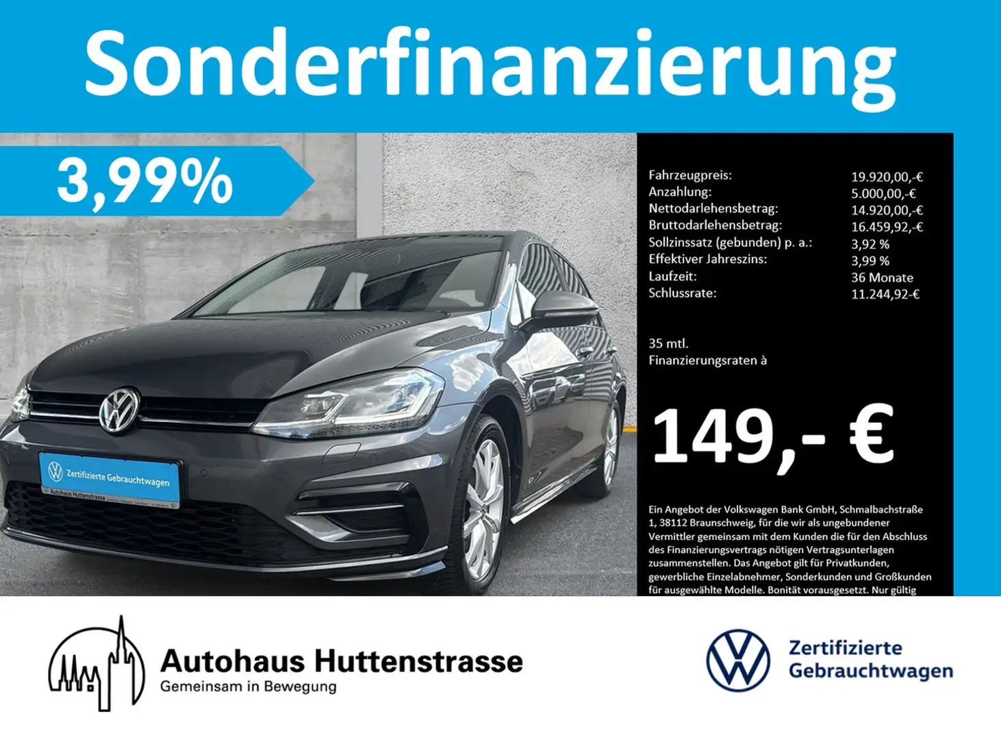 Volkswagen Golf VII 1.5 TSI DSG R-Line LED NAVI SHZ ACC Gris - 1