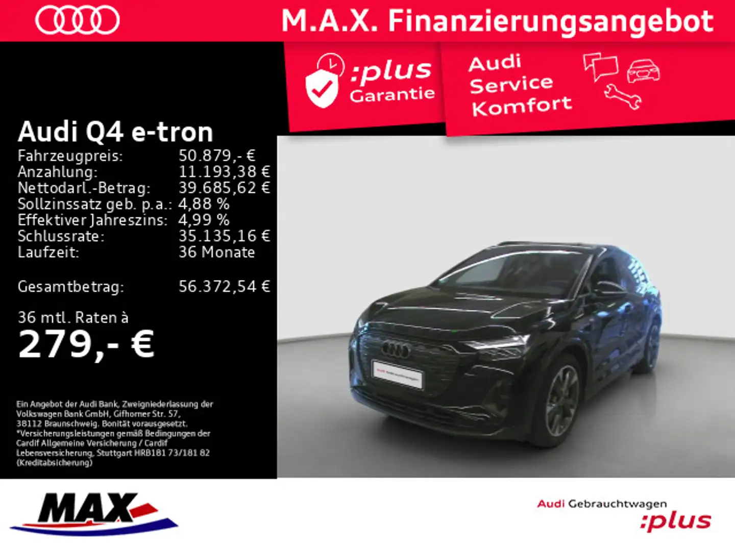 Audi Q4 e-tron 45 QUATT S LINE AHK+AR HUD+LED+NAVI+WP Schwarz - 1