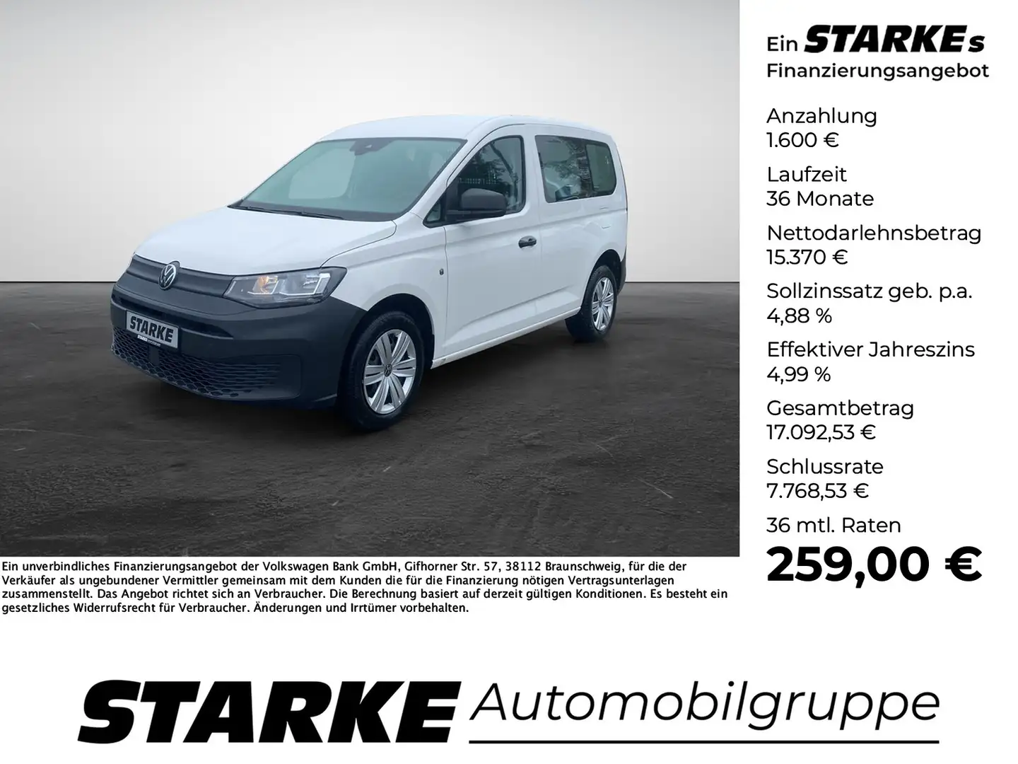 Volkswagen Caddy Cargo 1.4TSI Kasten Weiß - 1