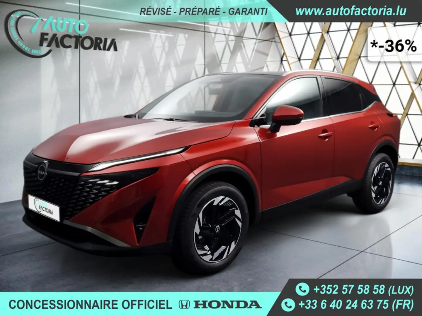 Nissan Qashqai -36% 158 BVA+T.PANO+GPS+CAM360+OPTS Rouge - 1