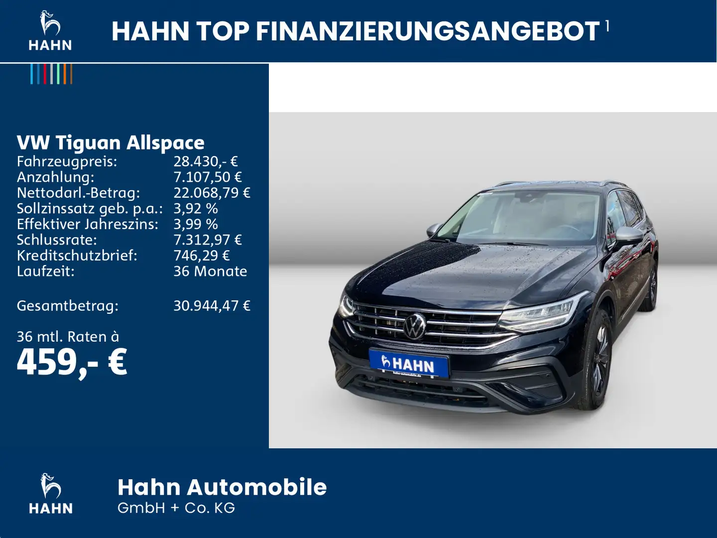Volkswagen Tiguan Allspace 2.0 TDI DSG Life AHK LED CAM Schwarz - 2