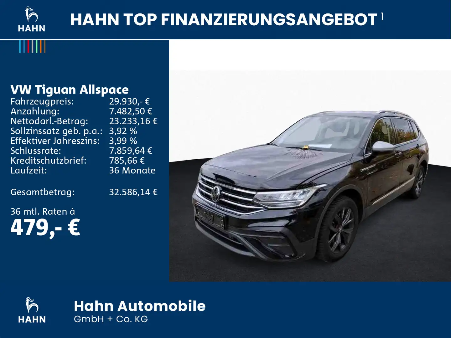 Volkswagen Tiguan Allspace 2.0 TDI DSG Life AHK LED CAM Schwarz - 2