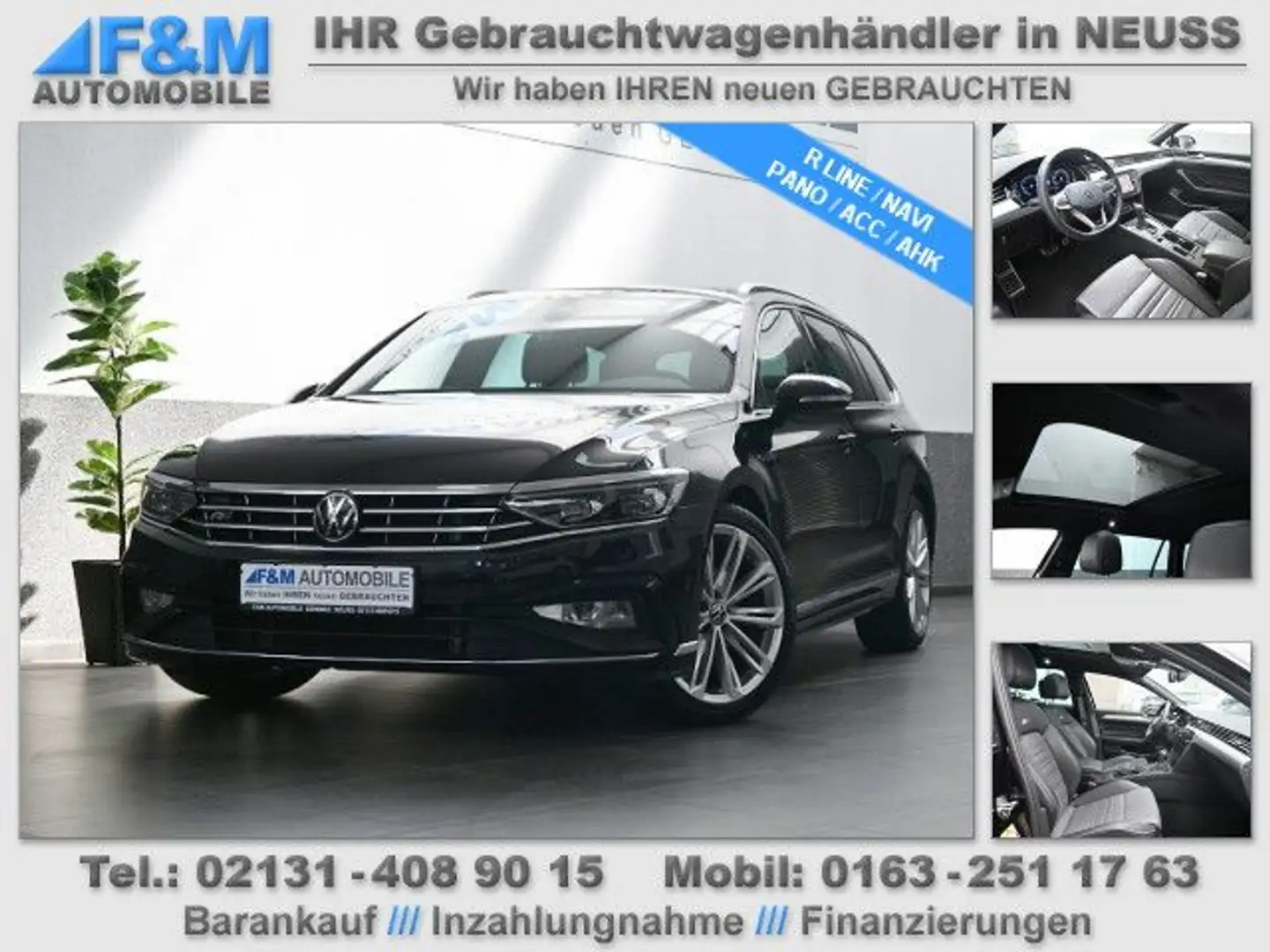 Volkswagen Passat Variant 2.0 TDI DSG 4MOT R line Pano ACC Noir - 1