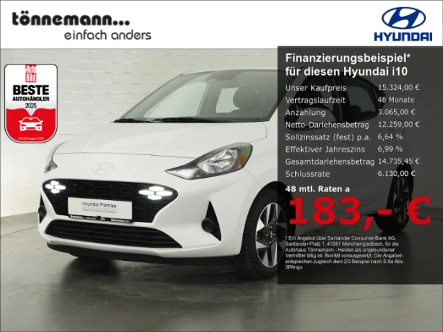 Hyundai i10 FACELIFT TREND+NAVI+RÜCKFAHRKAMERA+SITZHEIZUNG+LEN Blanc - 1