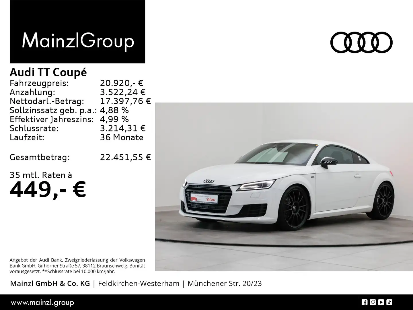 Audi TT 2.0 TFSI S line Alu PDC SHZ Blanc - 1