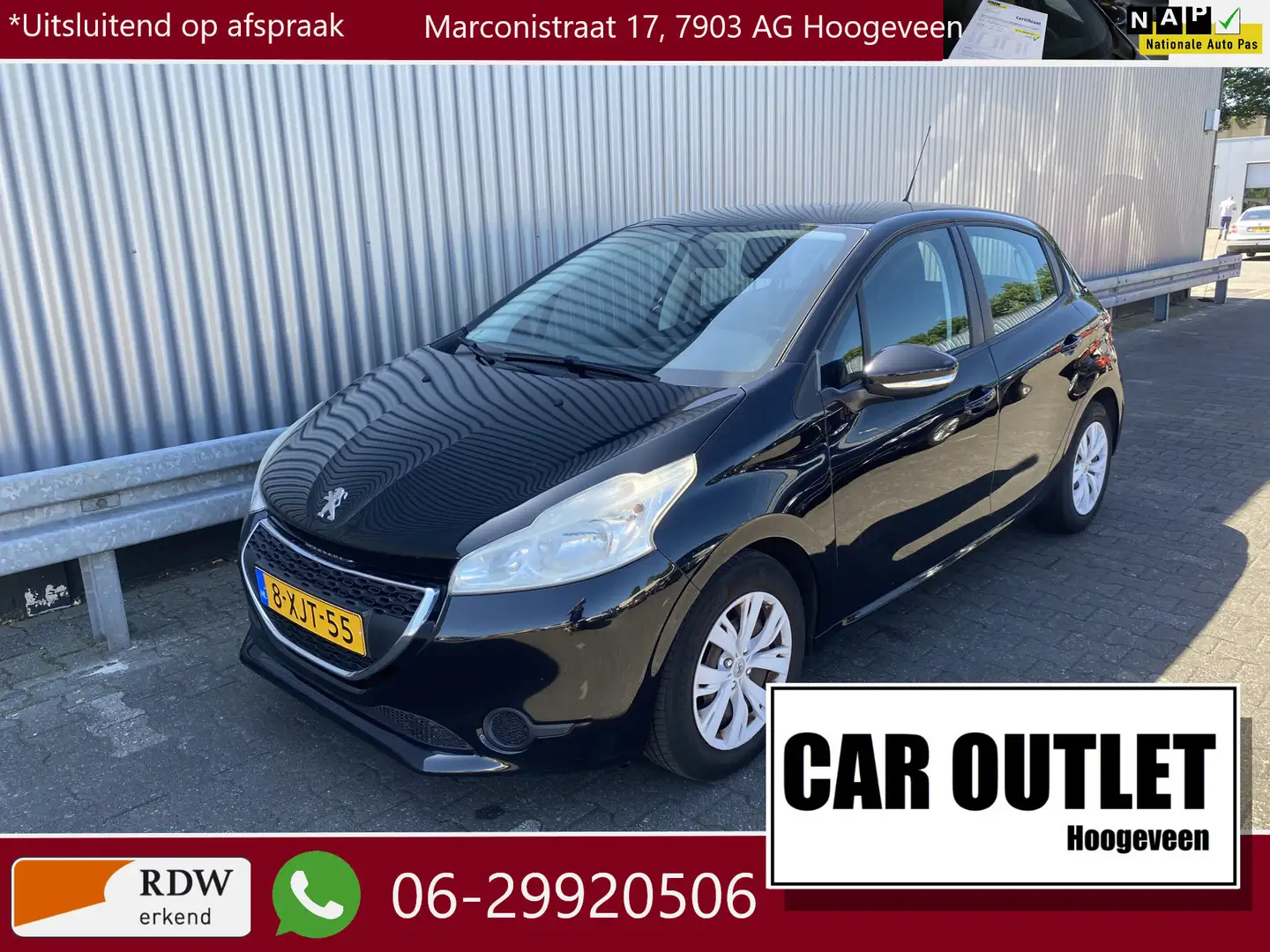 Peugeot 208 1.2 VTi Active 163Dkm, 5-Drs, A/C, CC, nw. APK – I Zwart - 1