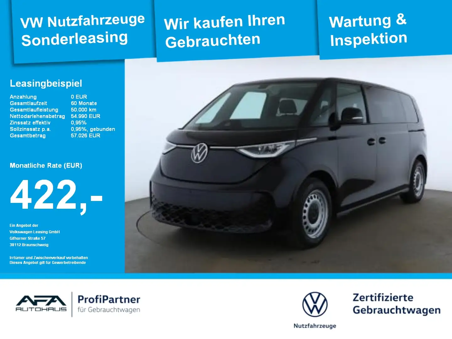 Volkswagen ID. Buzz ID.Buzz Pro lang 86 kWh LED*Navi*Harman*HUD*ACC Schwarz - 1