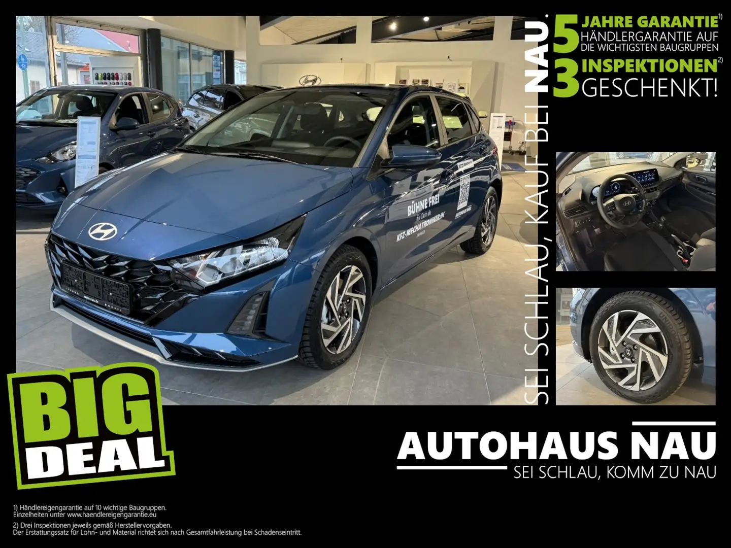 Hyundai i20 1.0 T-GDI Trend Inspektionspaket Big Deal Bleu - 1