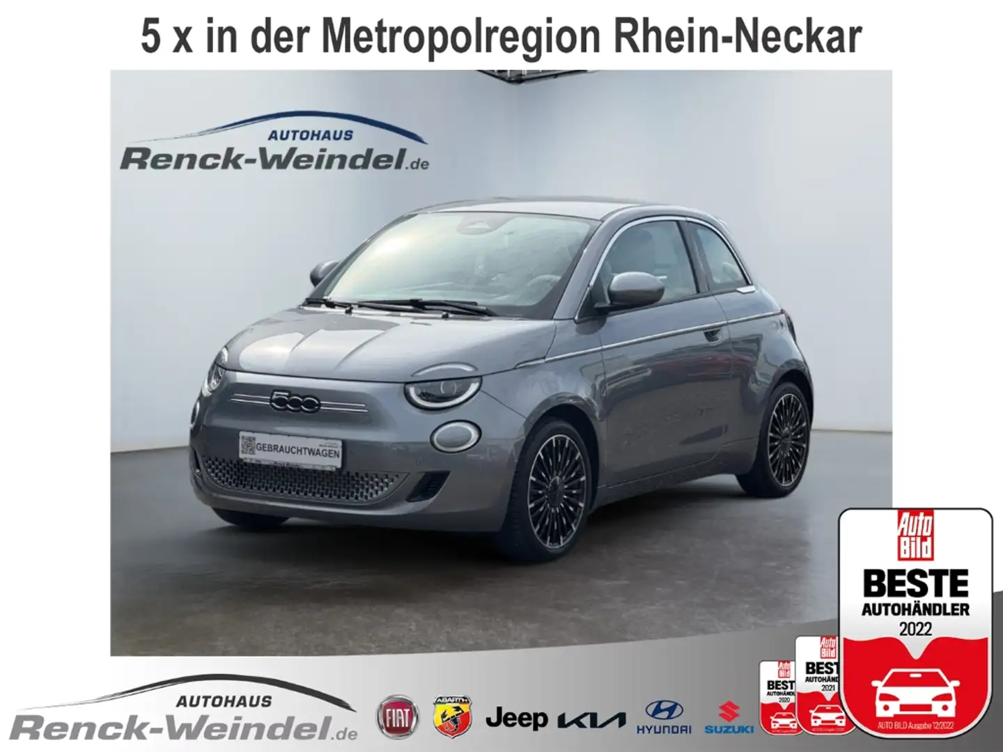 Fiat 500 la Prima 42 kWh 3+1 LED Navi Klimaautom SHZ PDCv+h Grijs - 1