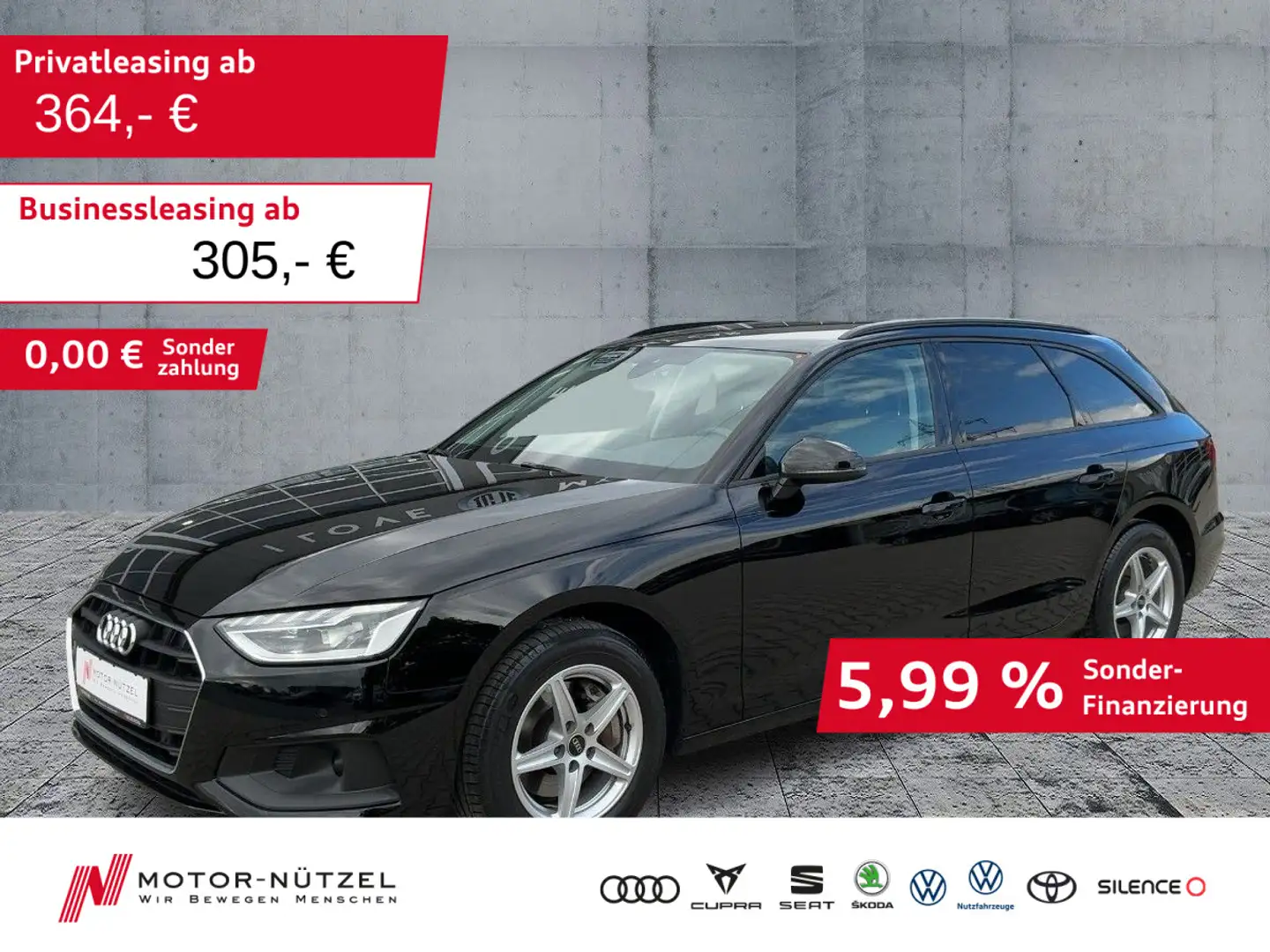 Audi A4 40 TDI S-TR LED+NAV+ACC+DAB+SHZ+PDCplus Schwarz - 1