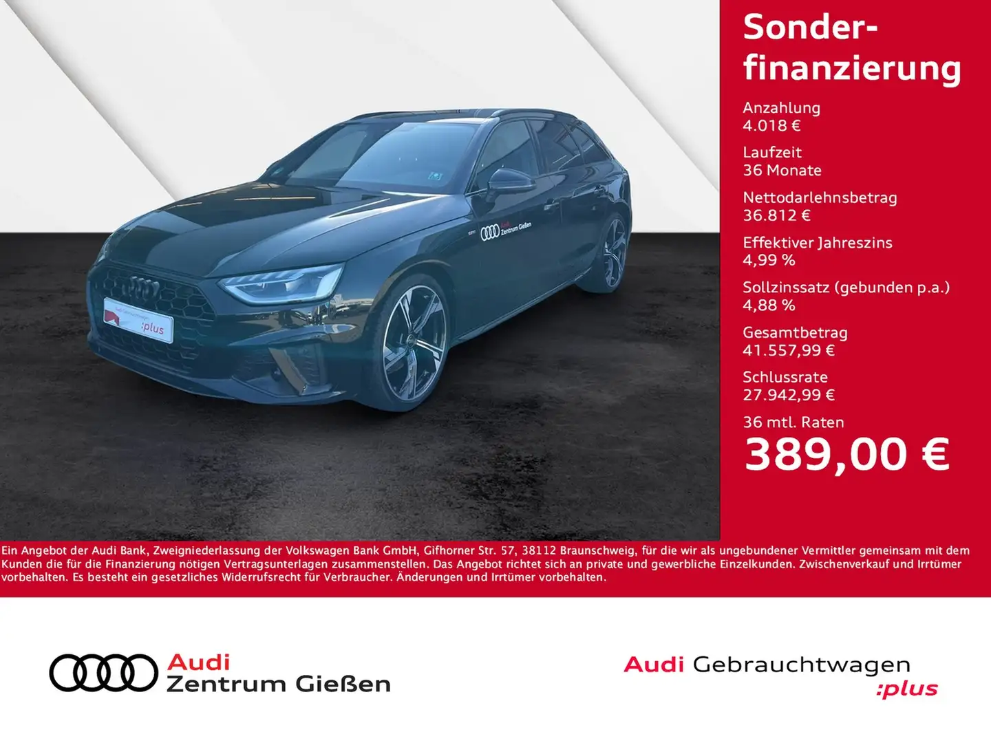Audi A4 Avant 35 TDI S line Black Businesspaket Assist ... Schwarz - 1