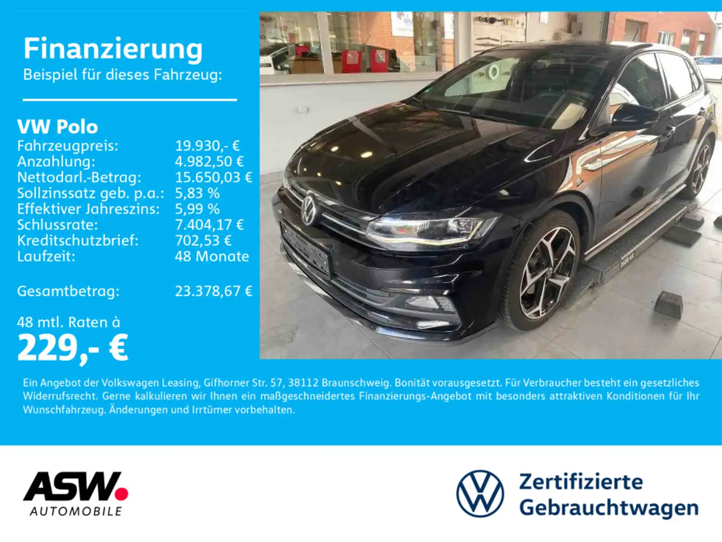 Volkswagen Polo R-Line 1.5TSI DSG LED Navi Pano ACC PDC SHZ Schwarz - 1