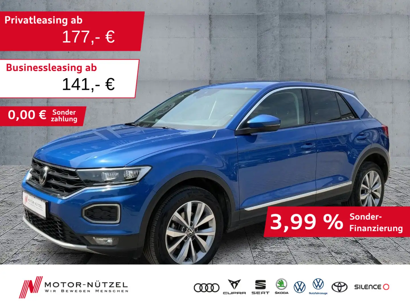 Volkswagen T-Roc 1.0 TSI SYTLE LED+APP+DAB+ACC+SHZ+PDC+NSW Blau - 1
