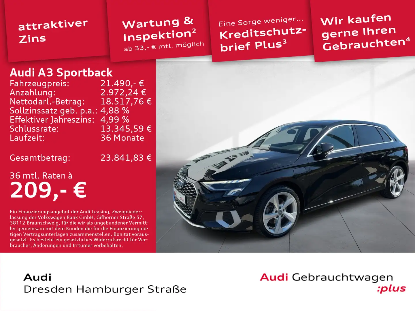 Audi A3 40 TFSI e advanced LED Navi AHZV Schwarz - 1