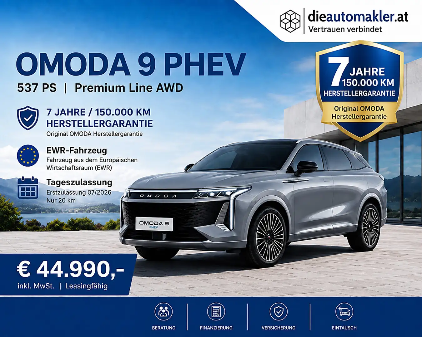 Omoda 9 PHEV 1.5TGDi Premium Line AWD |537 PS|7 JAHRE G... Grau - 1