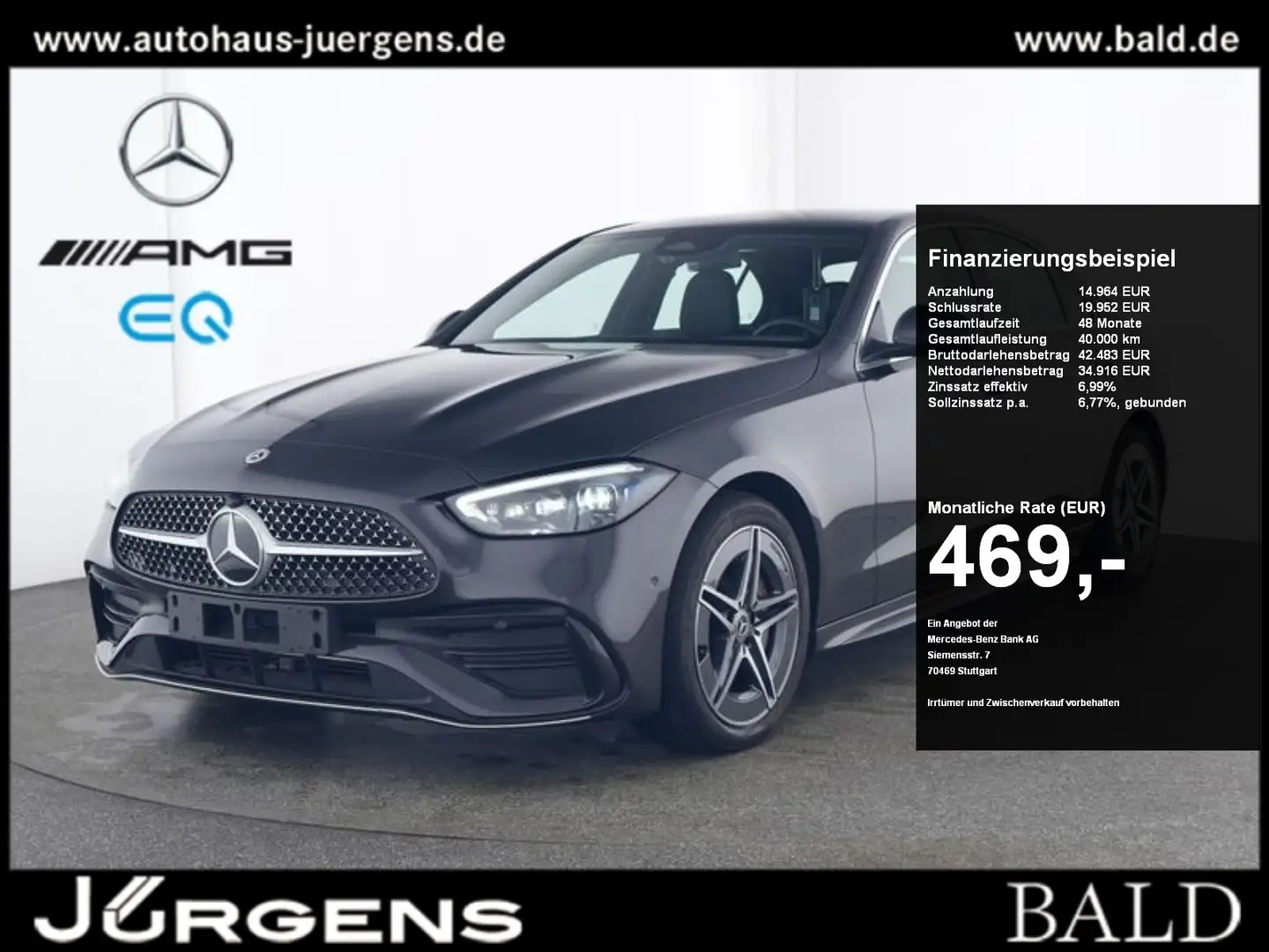 Mercedes-Benz C 220 d AMG-Sport/360/Pano/Burm/HUD/Stdhz/Memo Gris - 1