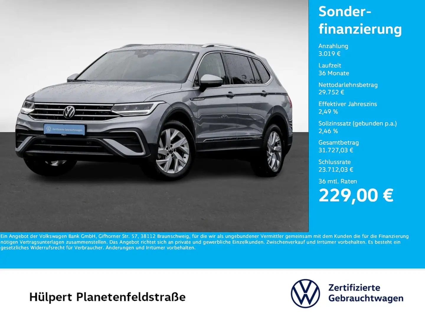 Volkswagen Tiguan Allspace 1.5 LIFE 7SITZE AHK ACC LM18 NAVI Argento - 1