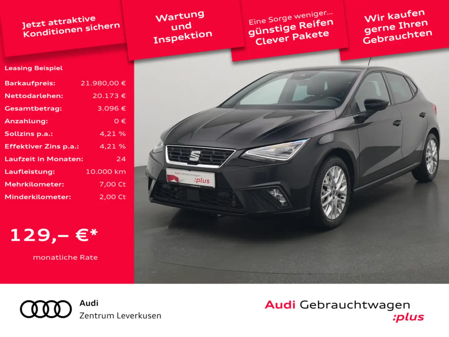 SEAT Ibiza FR NAVI VIRT ACC KAM CARPLAY LED SHZ PD Schwarz - 1