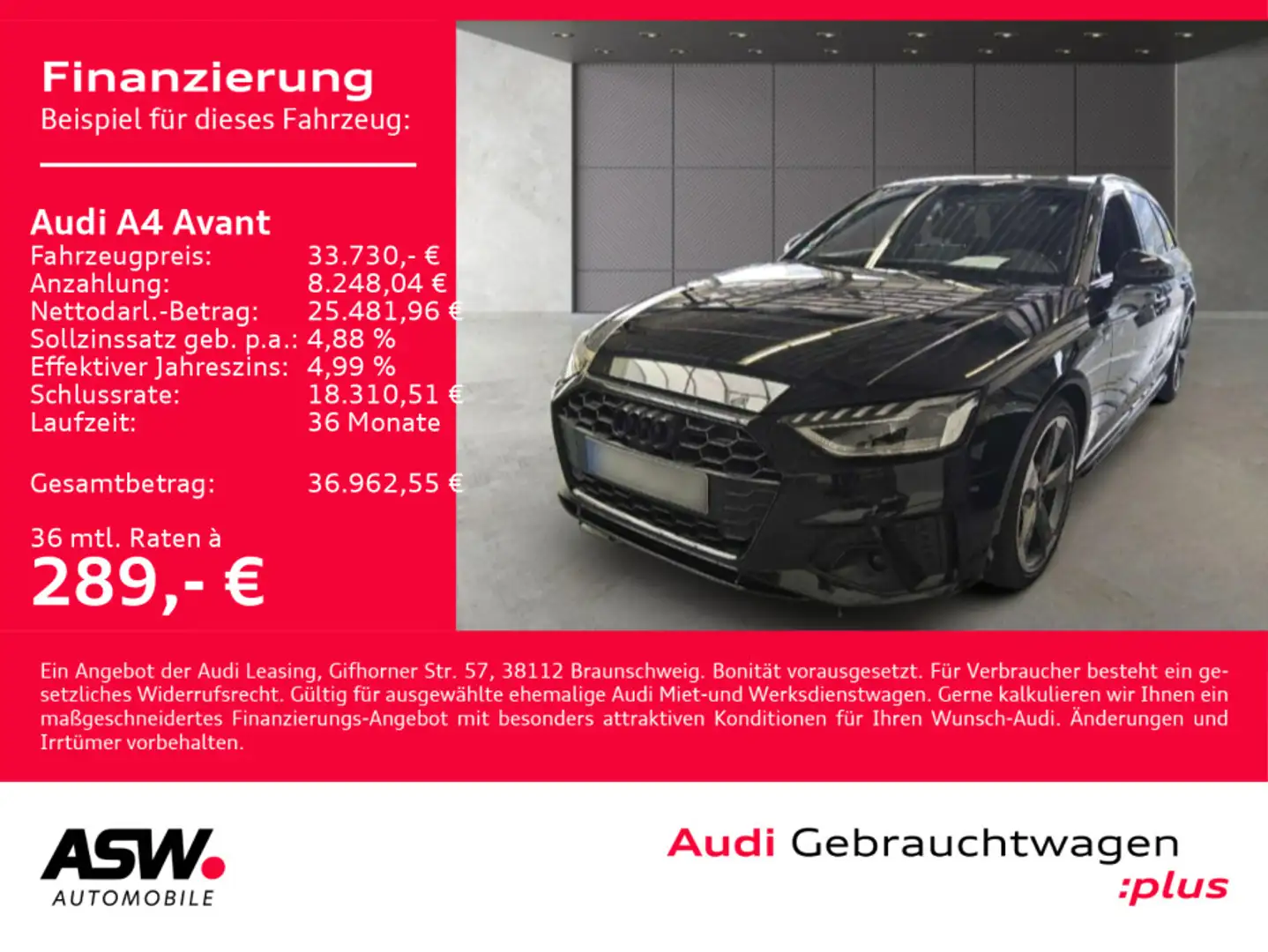 Audi A4 S line 40TDI Stroni NAVI MATRIX AHK B&O Noir - 1
