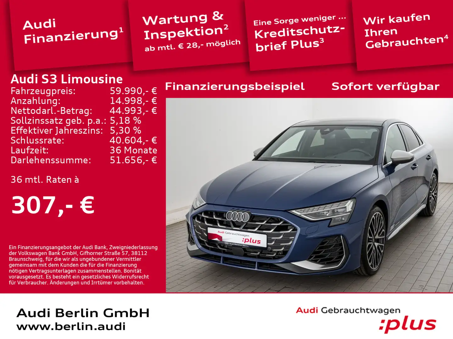 Audi S3 TFSI S tronic Blau - 1