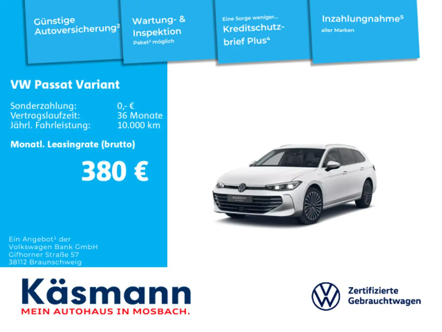 Volkswagen Passat Variant Elegance 1.5 eHybrid AHK HUD DCC Weiß - 1