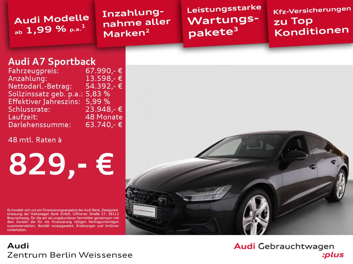 Audi A7 50 TDI TIPT*QUA*MATRIX*PANO*HUD*RFK Schwarz - 1