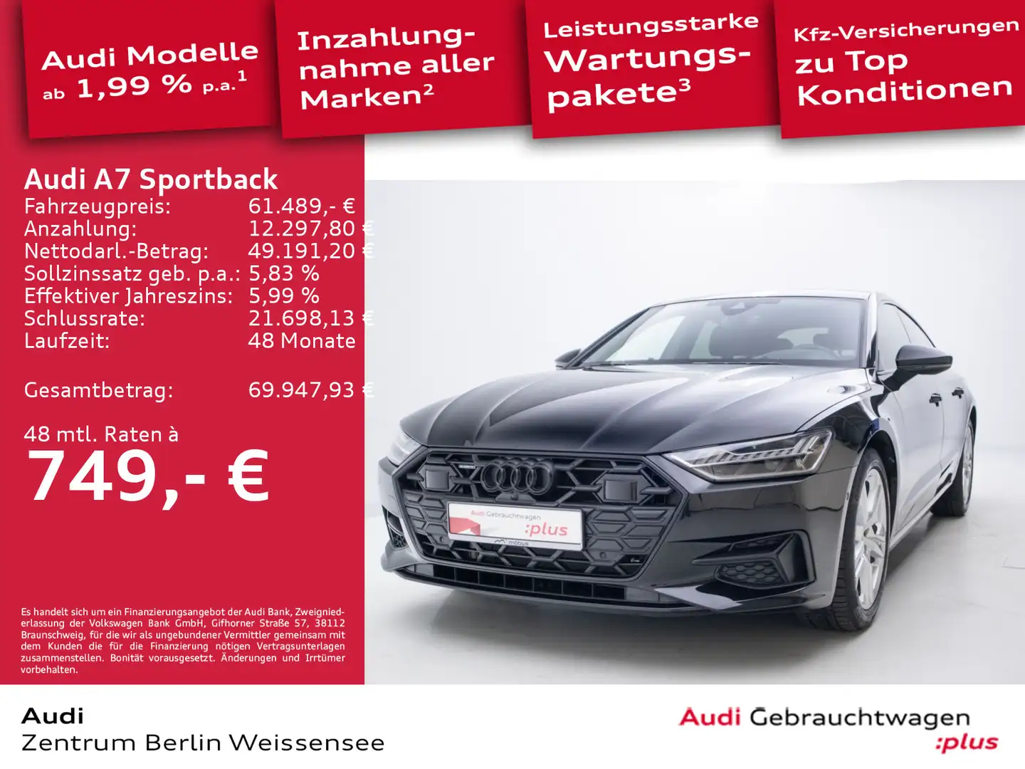Audi A7 50 TDI TIPT*QUA*MATRIX*PANO*HUD*RFK Schwarz - 1