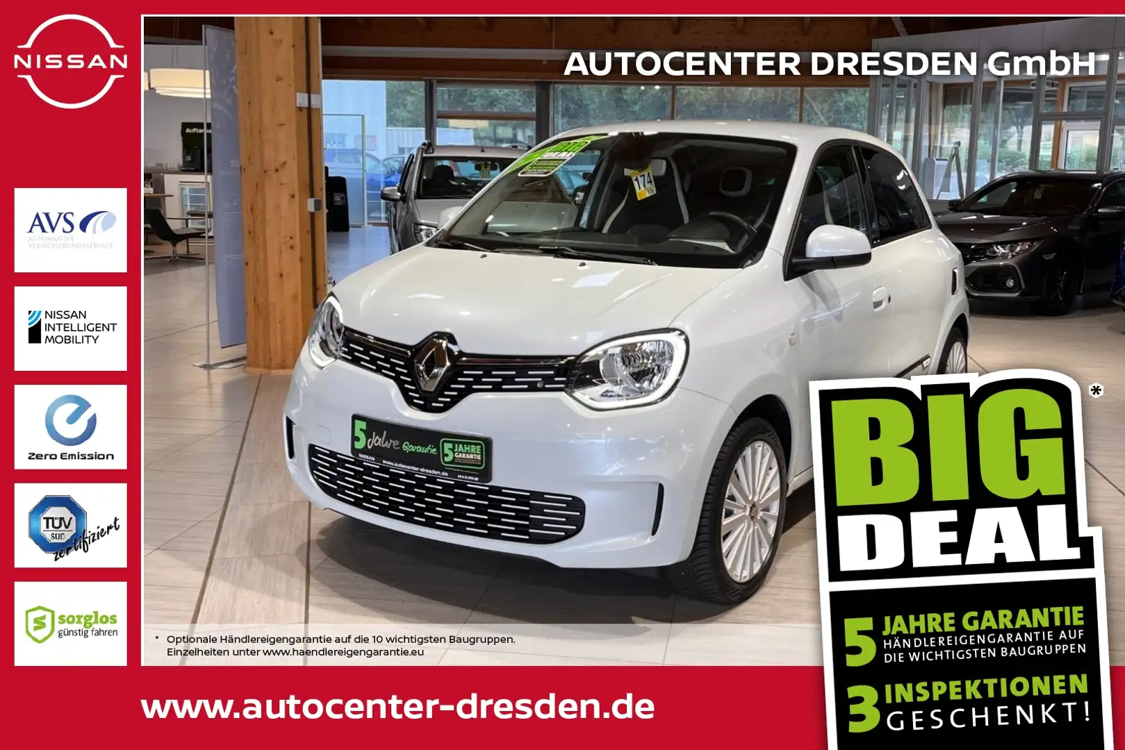 Renault Twingo Vibes Electric SHZ+Kam.+KlimaA+PDC Weiß - 1