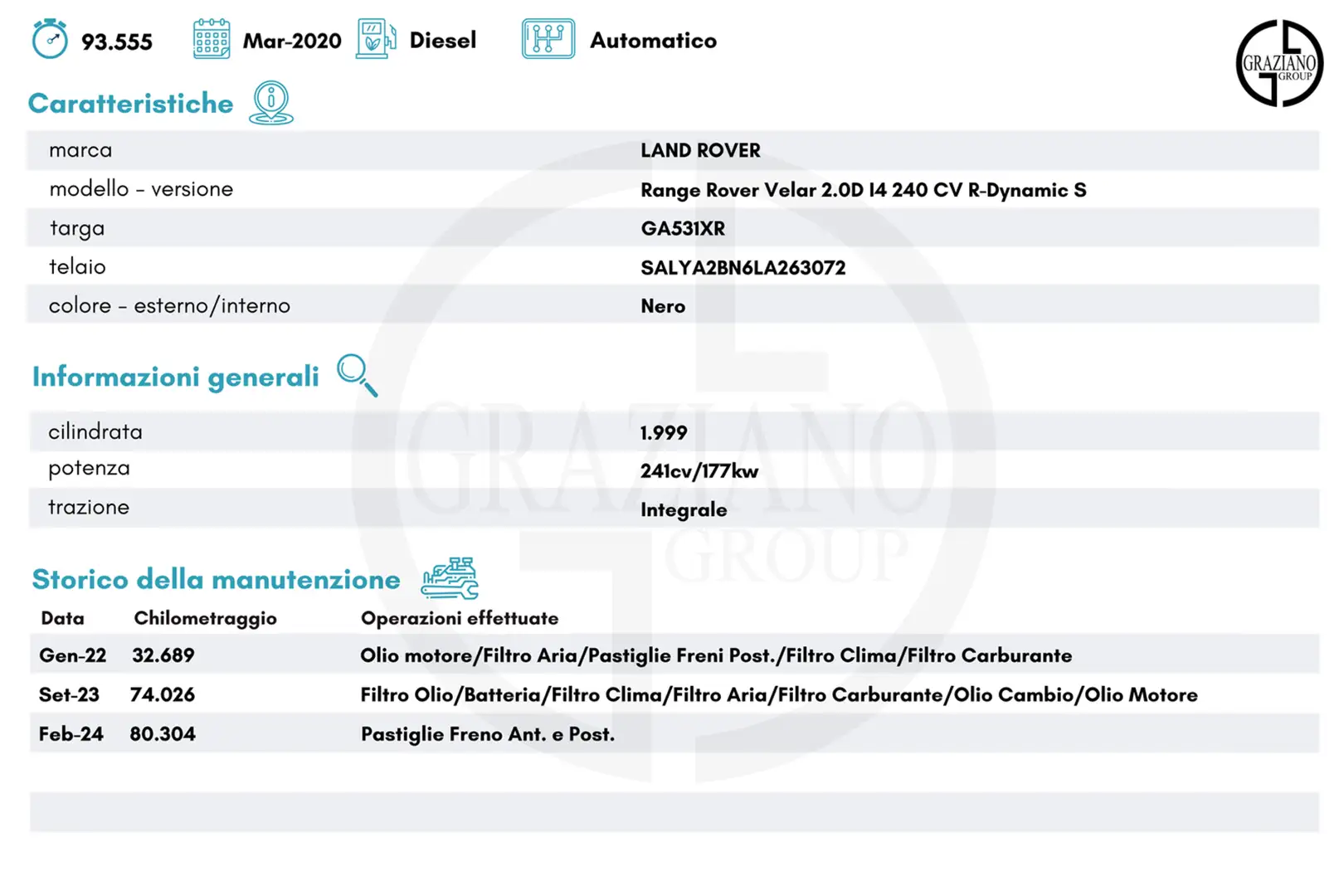 Land Rover Range Rover Velar 2.0D I4 240 CV R-Dynamic S Noir - 2