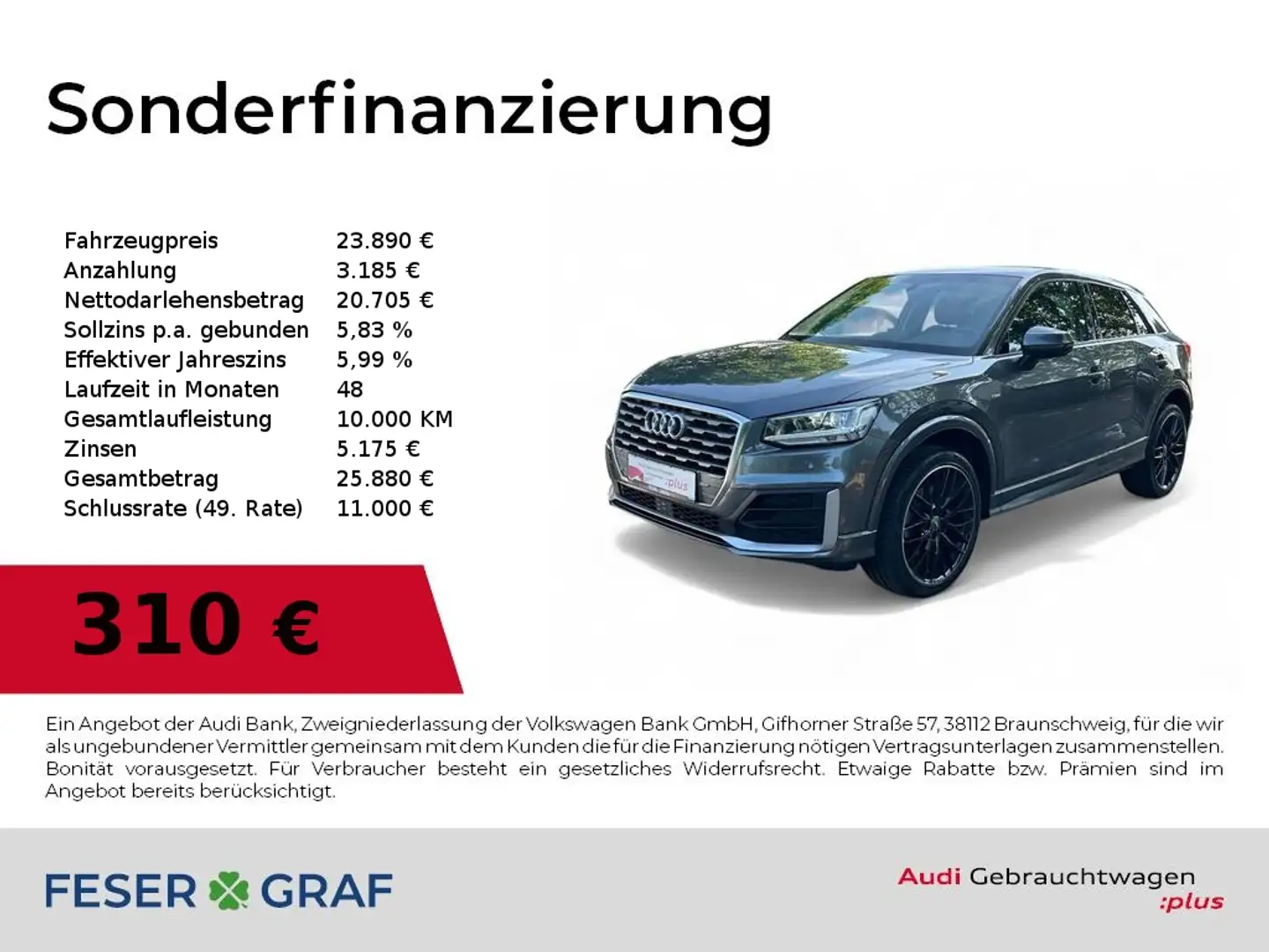 Audi Q2 S Line 35 TFSI S-tronic LED+/Navi/PDC/SHZ Gris - 1