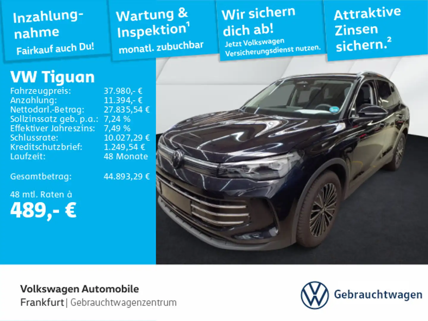 Volkswagen Tiguan 1.5 eTSI DSG Elegance Navi IQ.Light DAB+ Schwarz - 1