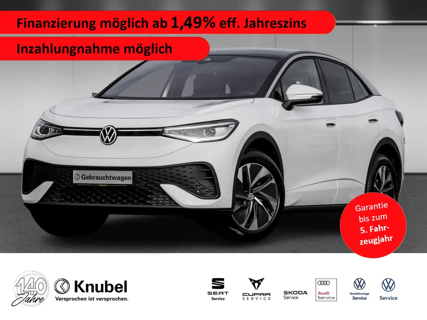 Volkswagen ID.5 Pure IQ.Light Navi ACC Wärmepumpe 19" Ganzj.reifen Weiß - 1