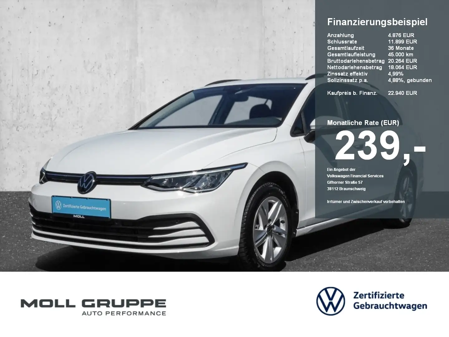 Volkswagen Golf Variant 1.0 eTSI DSG Life NAVI ALU PDC Weiß - 1